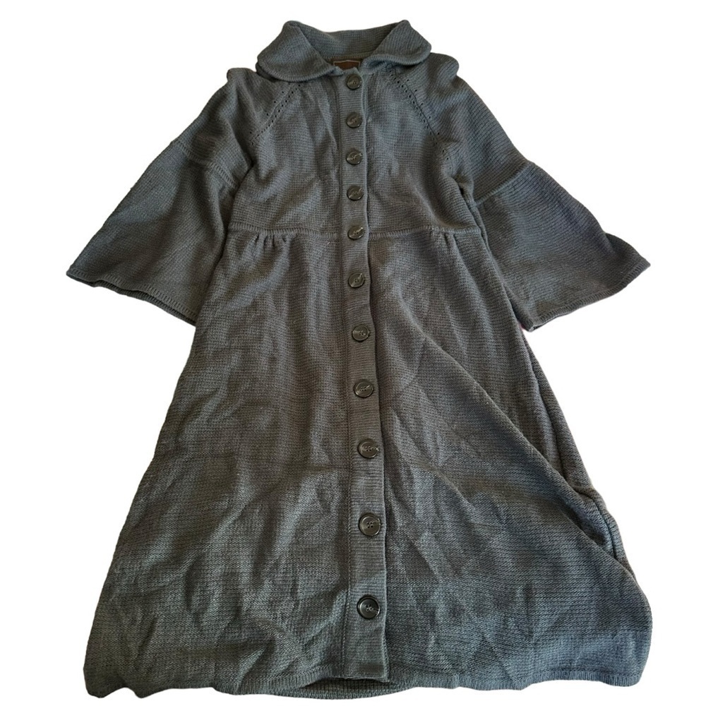 Even women's knit grey sweater midi dress with 3/4 flared sleeves